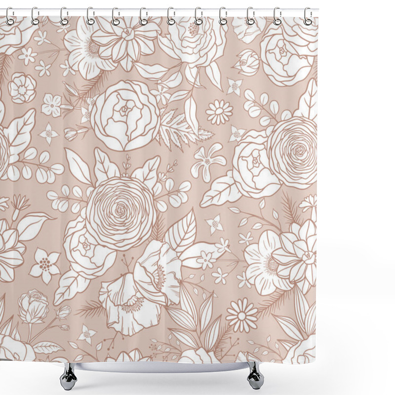 Personality  Seamless Pattern With Different Flowers.  Shower Curtains