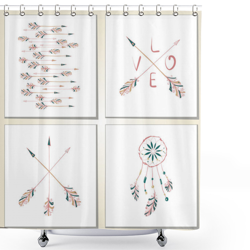 Personality  Native Indian-American Arrows And Dream Catcher Shower Curtains