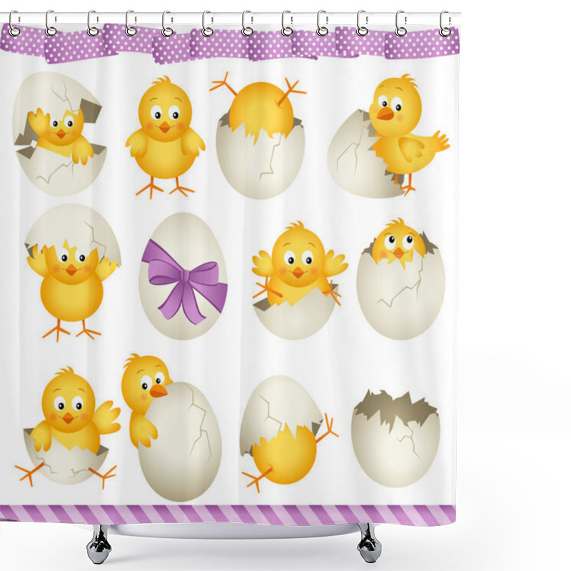 Personality  Easter Eggs Chicks Shower Curtains