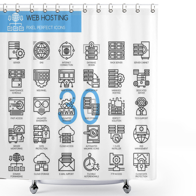 Personality  Web Hosting Icons Shower Curtains