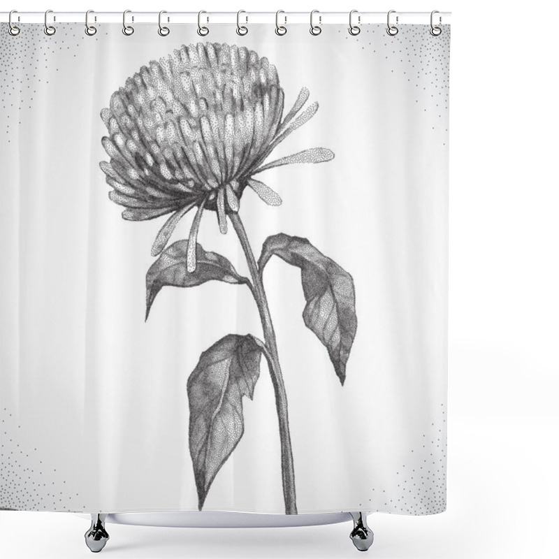 Personality  Flower. Black And White Dotwork Shower Curtains