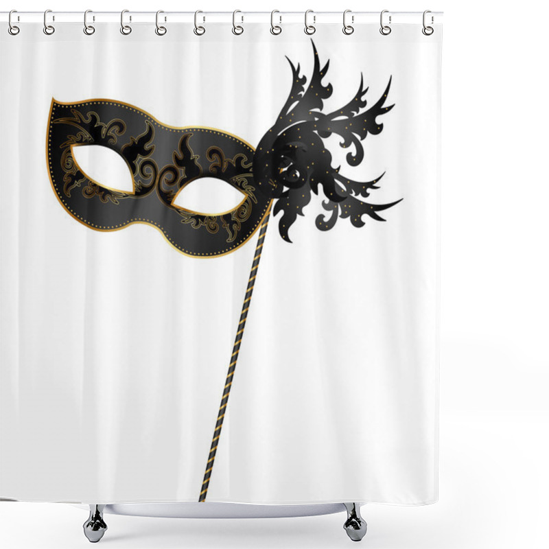 Personality  Vector Illustration Of Black And Gold Mask Shower Curtains