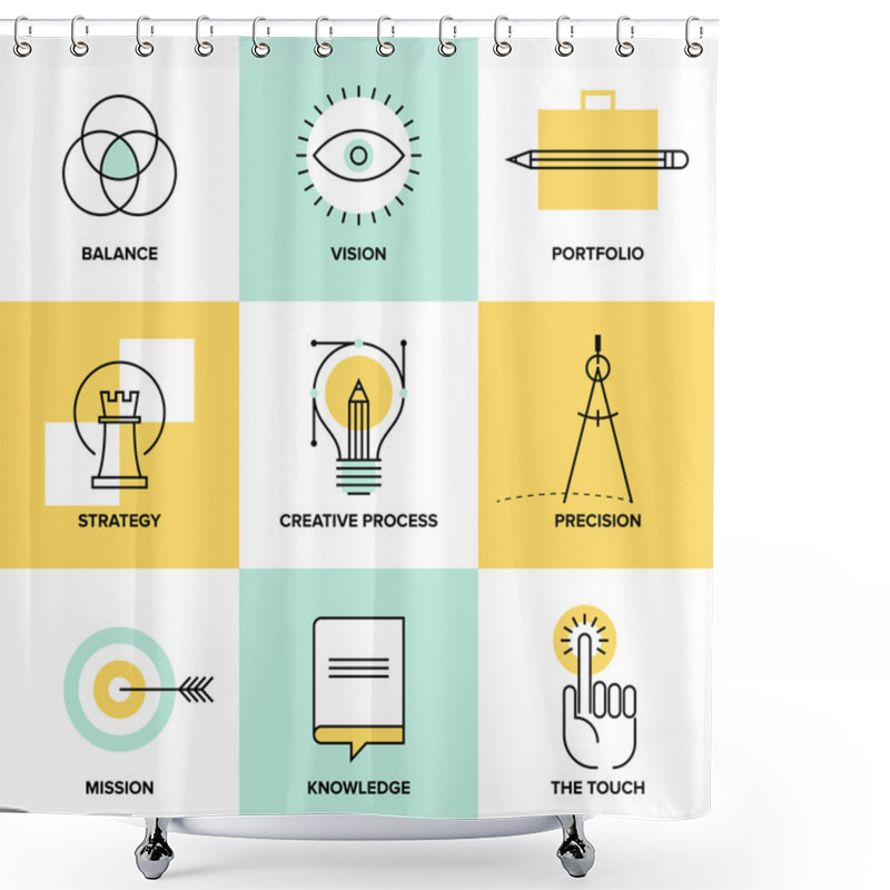 Personality  Creative Process Design Flat Line Icons Shower Curtains