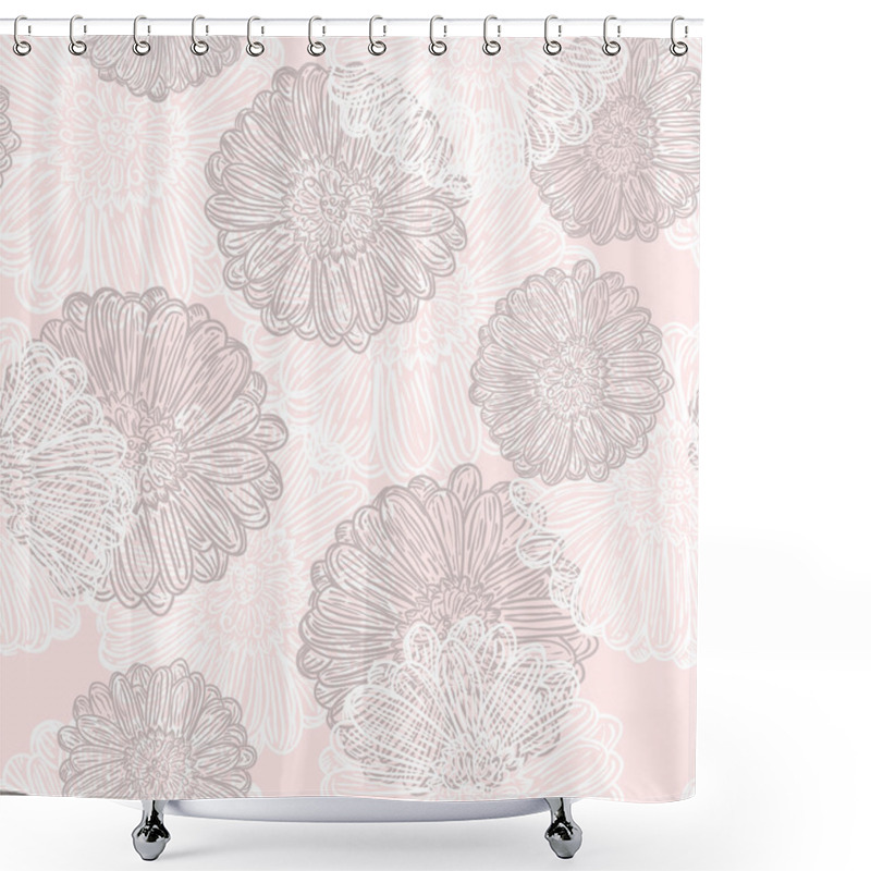 Personality  Vector Seamless Pattern With Abstract Flowers Shower Curtains