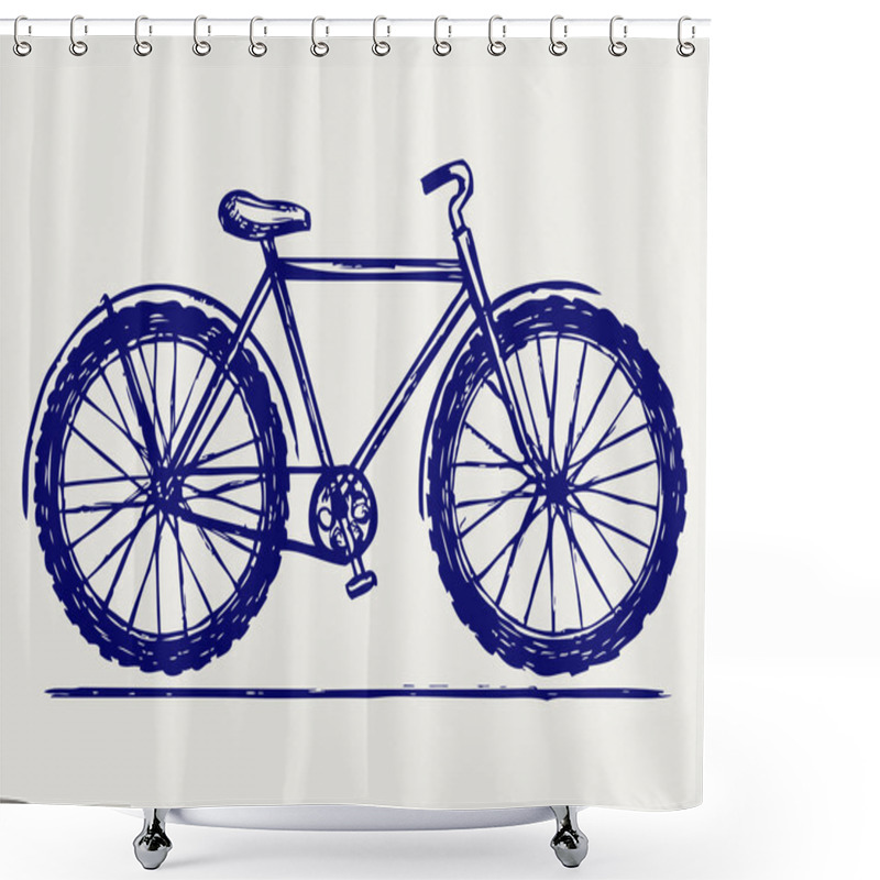 Personality  Bike Sketch Shower Curtains