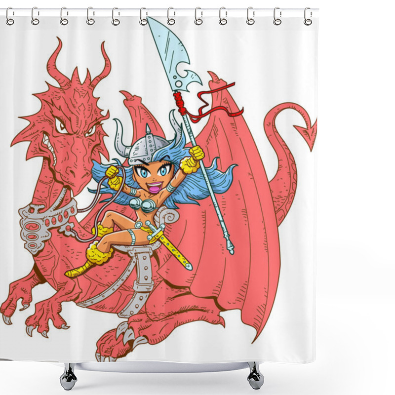 Personality  Girl Dragon Rider Shower Curtains