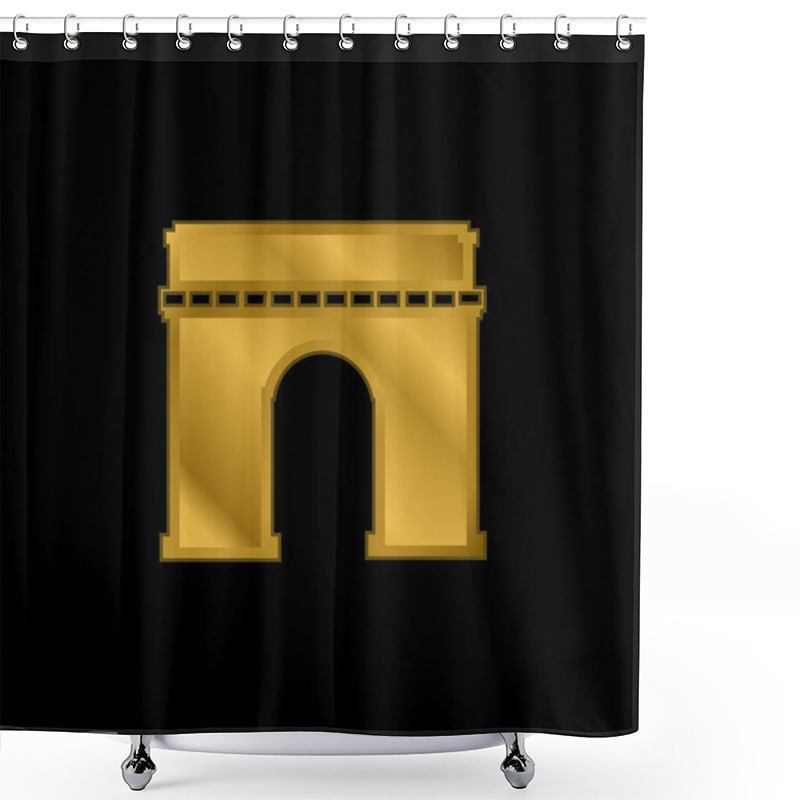 Personality  Arc De Triomphe Gold Plated Metalic Icon Or Logo Vector Shower Curtains