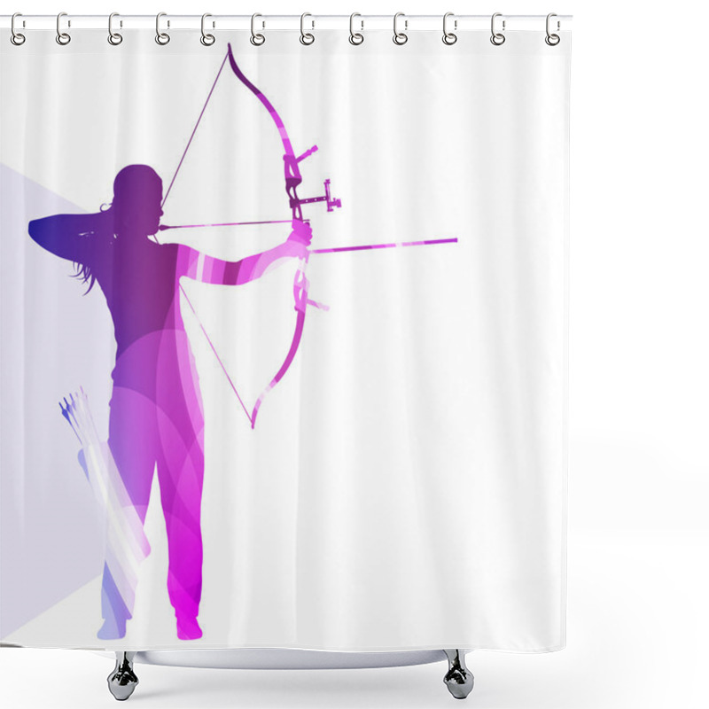 Personality  Archer Training Bow Man Silhouette Illustration Vector Backgroun Shower Curtains