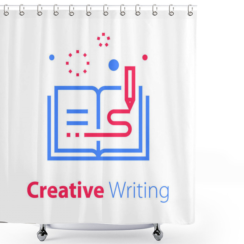 Personality  Open Book, Creative Writing And Storytelling, Education Concept, Read Summary Shower Curtains