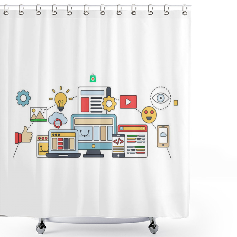 Personality  Editable Design Illustration Of Mobile Coding Shower Curtains