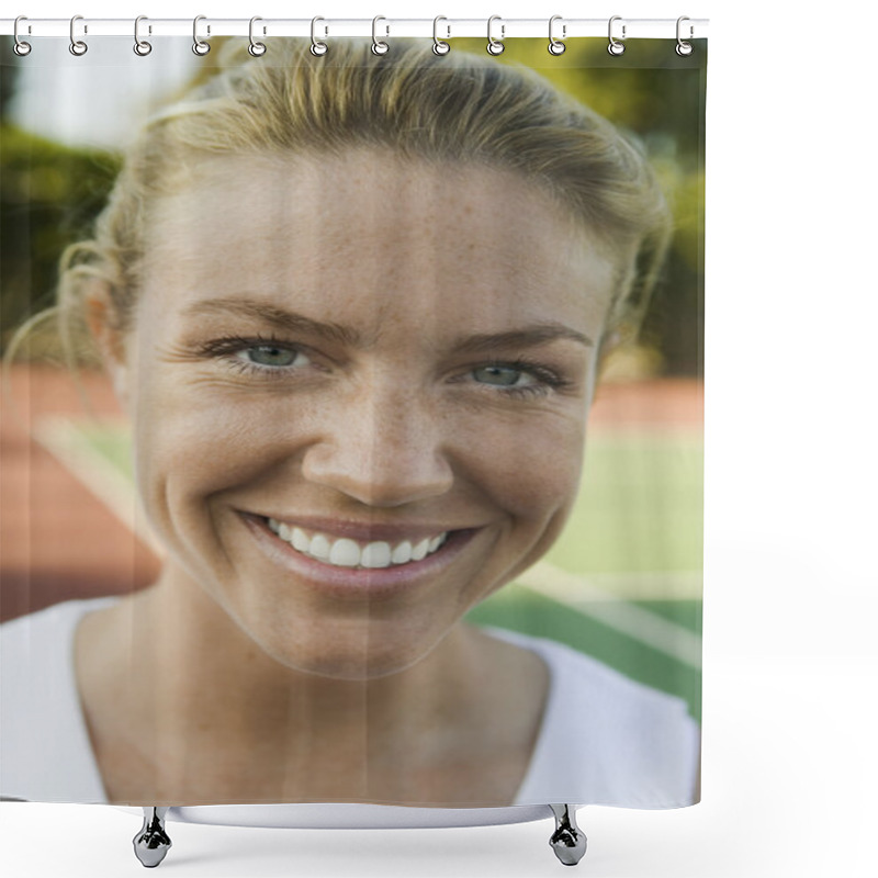 Personality  Beautiful Woman On Tennis Court Shower Curtains