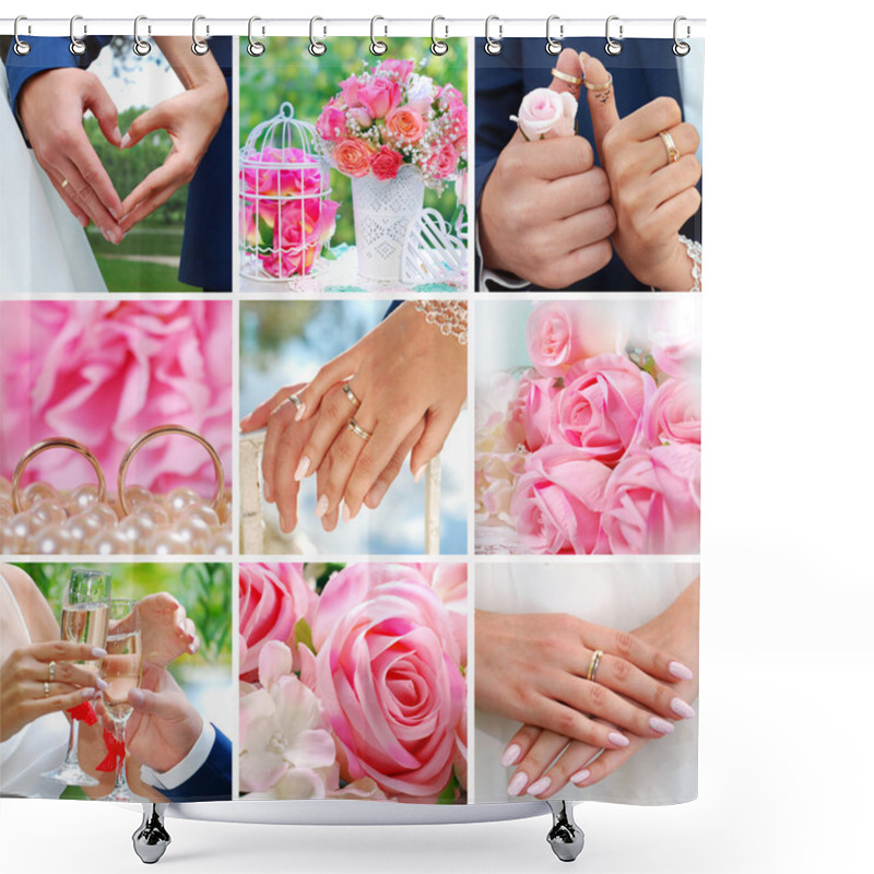 Personality  Romantic Wedding Collage Shower Curtains