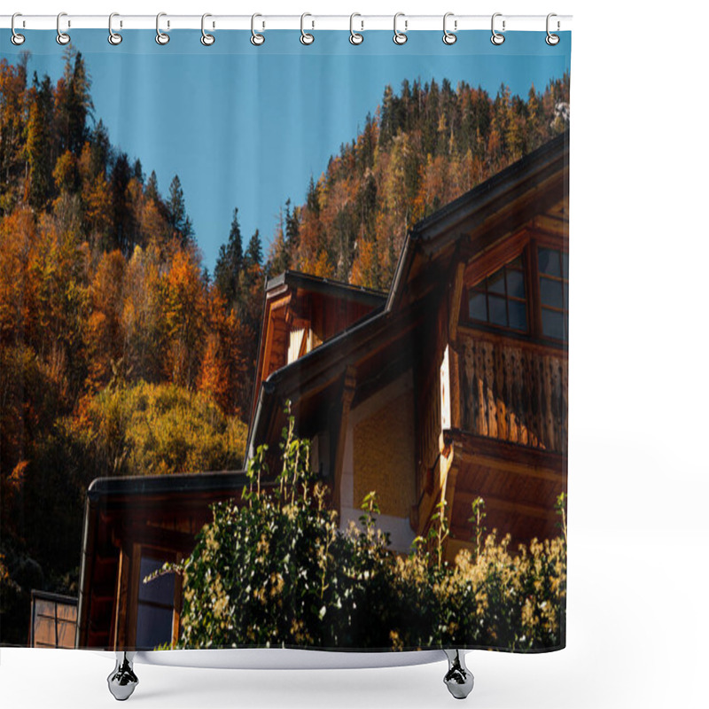 Personality  Traditional Old Houses In HALLSTATT. Beautiful Autumn View Of Hallstatt. Hallstatt Is A Small Town In Austria. Shower Curtains