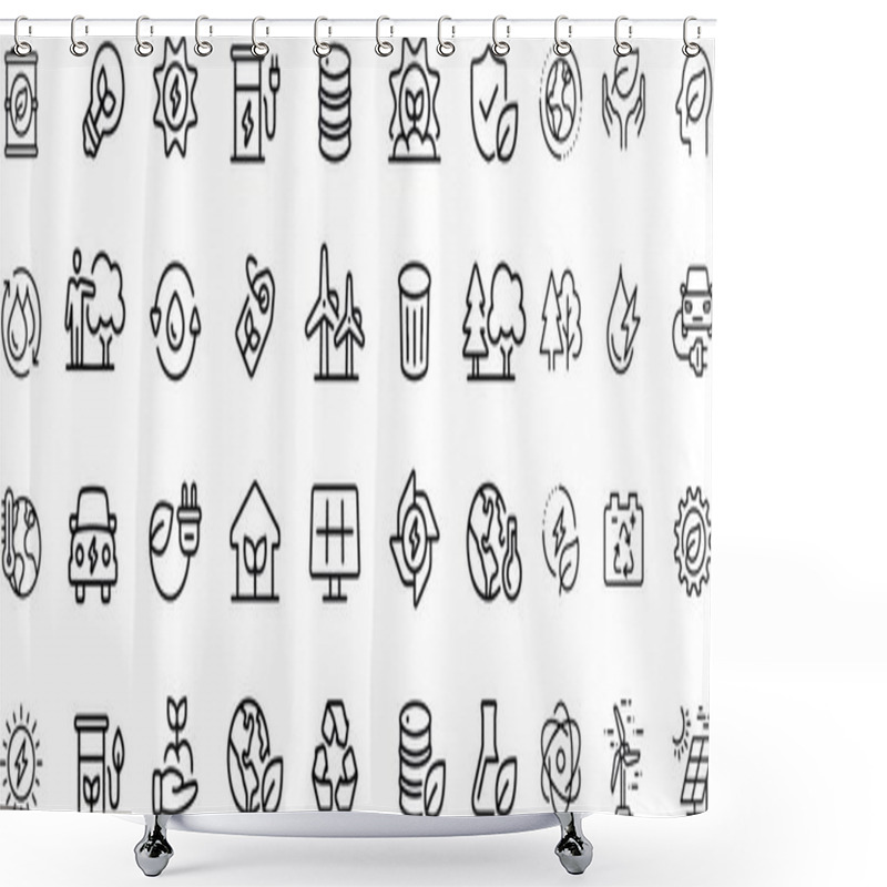 Personality  ECOLOGY & RECYCLING Icons Vector Design  Shower Curtains