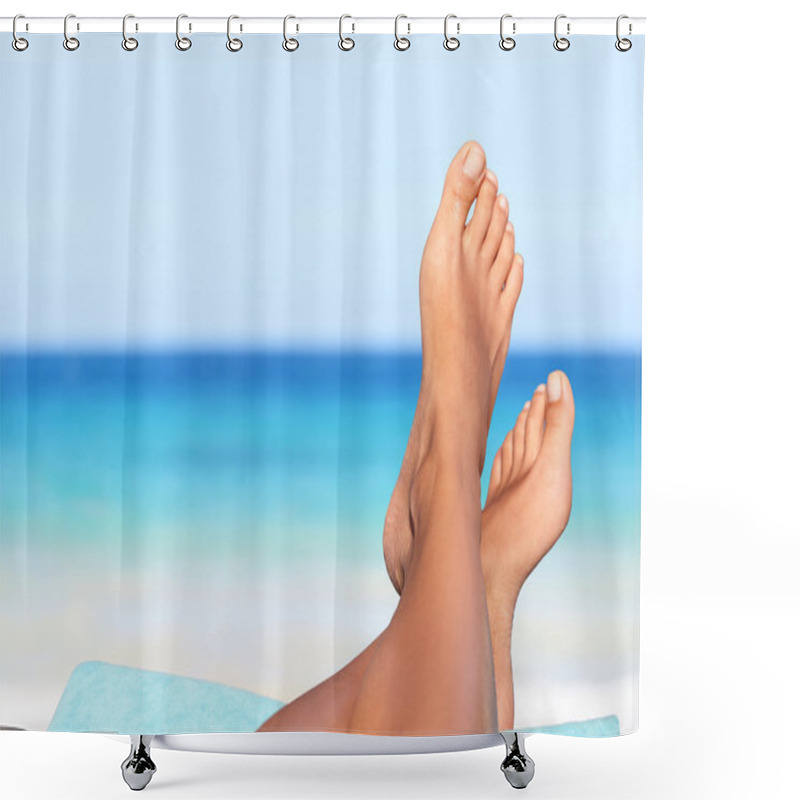 Personality  Woman Feet Relaxing On Beach Shower Curtains