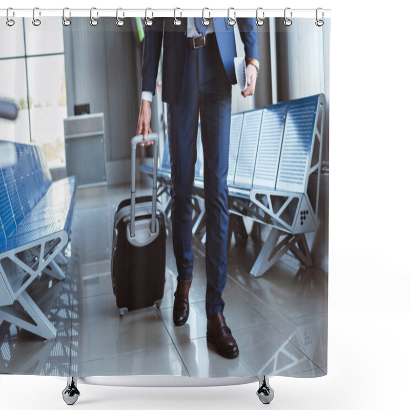 Personality  Close Up Of Businessman With Luggage Walking Along Departure Lounge In Airport Shower Curtains