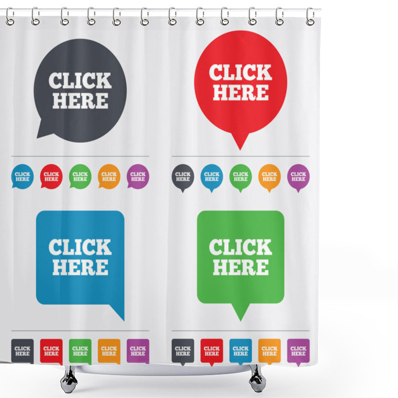 Personality  Click Here Sign Icon. Press Button. Shower Curtains