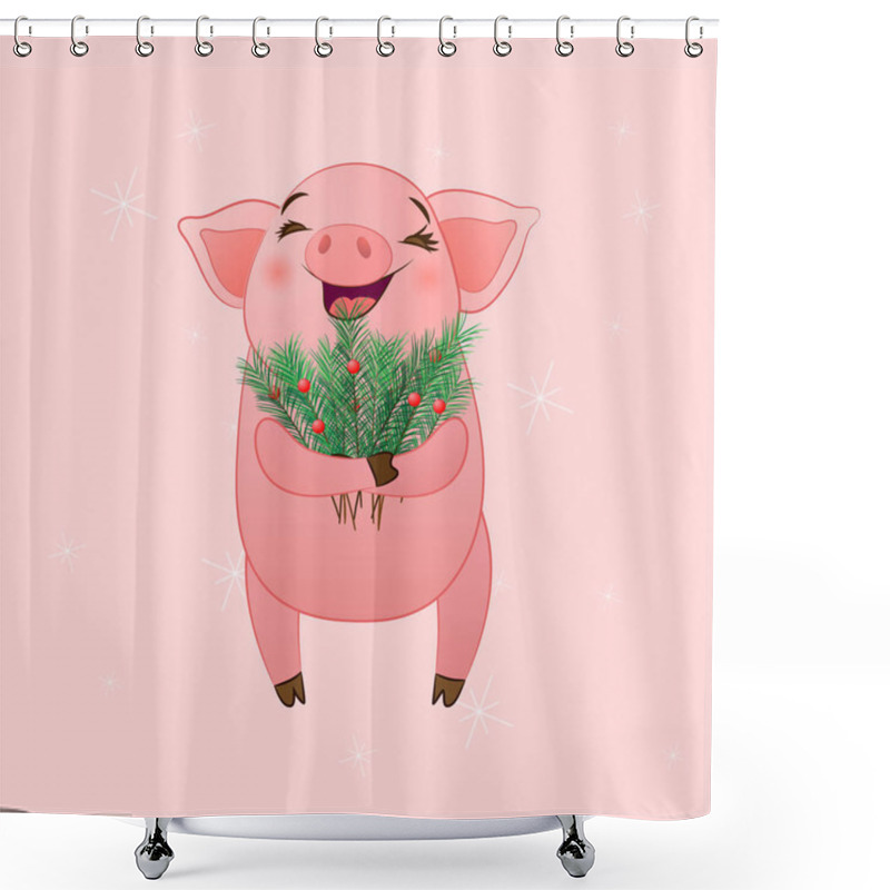 Personality  New Year Pig 2019 Shower Curtains