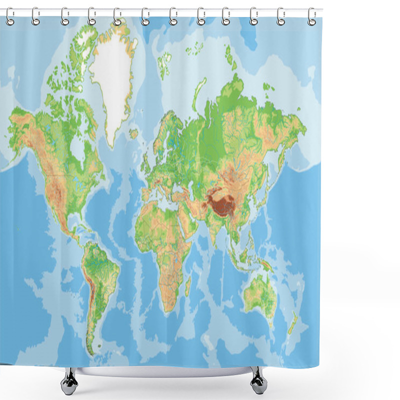 Personality  Highly Detailed World Map. Shower Curtains