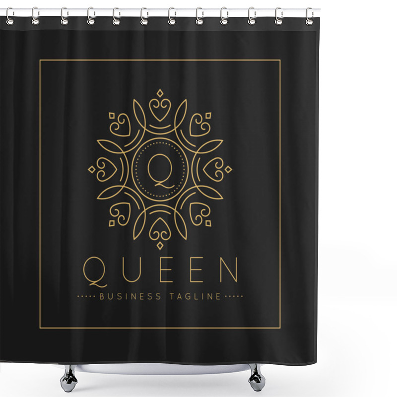 Personality  Letter Q Logo With Classic And Luxurious Line Art Ornament Style Vector Shower Curtains