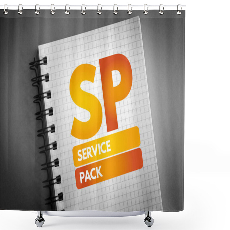 Personality  SP - Service Pack Acronym On Notepad, Technology Concept Background Shower Curtains