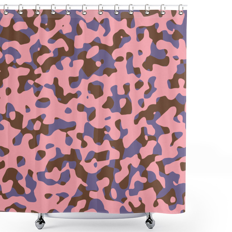 Personality   Seamless Pink Khaki Camouflage Abstract Texture. Imperfect Mottled Pattern Background. Organic Camo Distorted All Over Print. Distressed Grunge Modern Graphic Design Swatch Shower Curtains