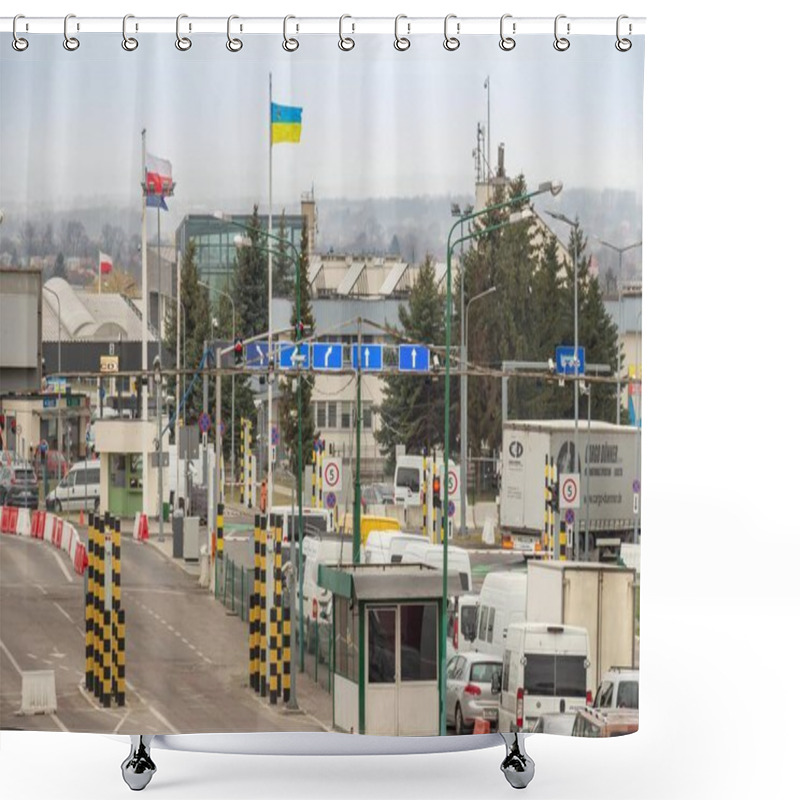 Personality  SHEGINI, UKRAINE - March, 2019: Traffic Jam At The Shegini-Medyk Shower Curtains