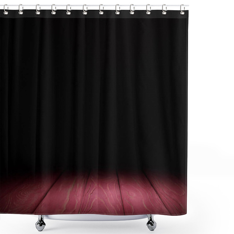 Personality  Pink Striped Wooden Textured Background On Black Shower Curtains