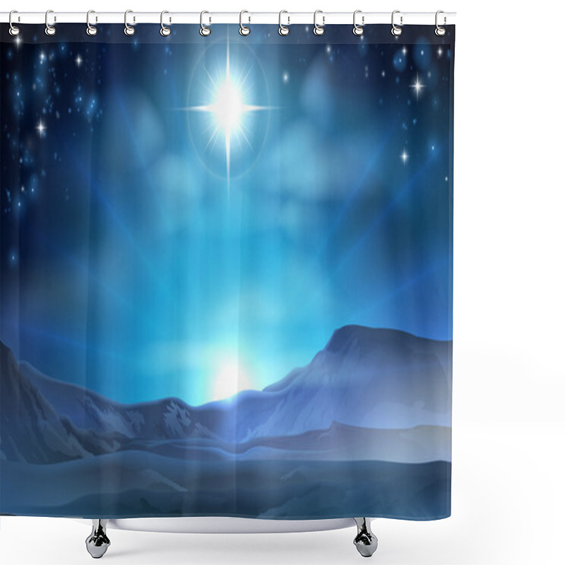 Personality  Christmas Nativity Star Of Bethlehem Shower Curtains