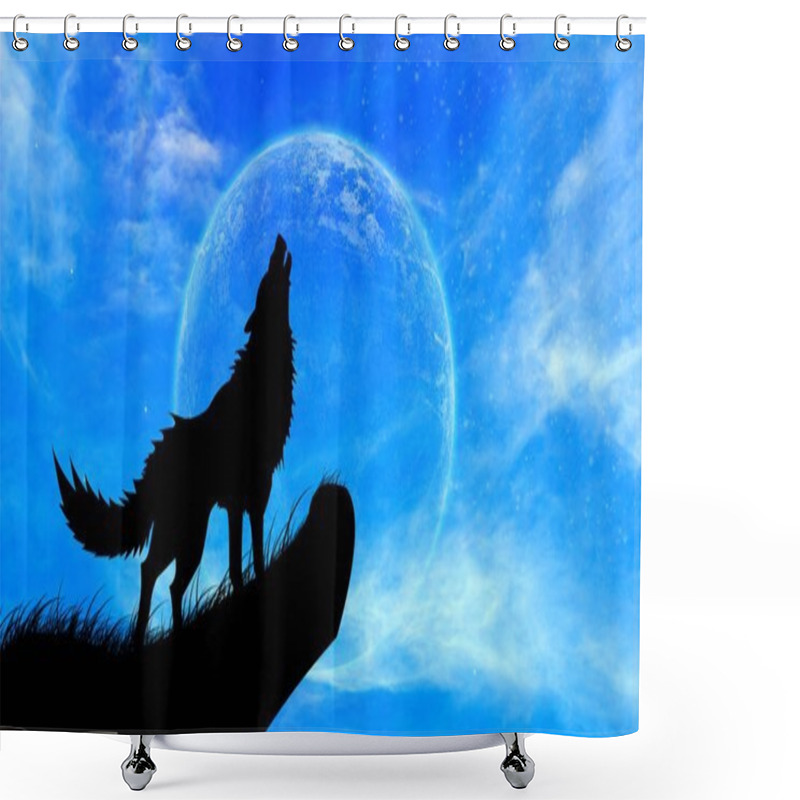 Personality  Wolves Howl Full Moon Shower Curtains