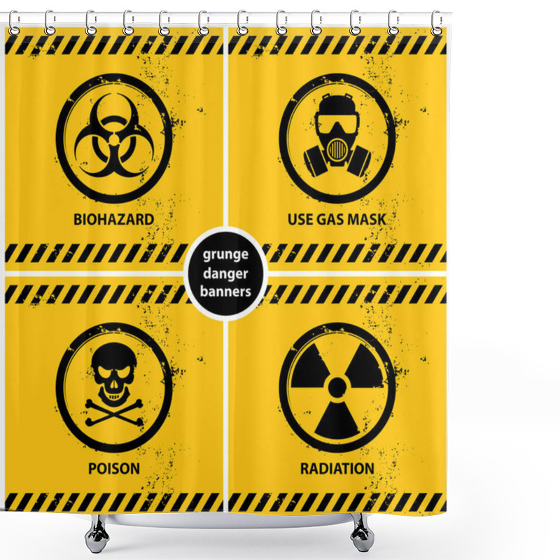 Personality  Set Of Grunge Danger Banners Shower Curtains