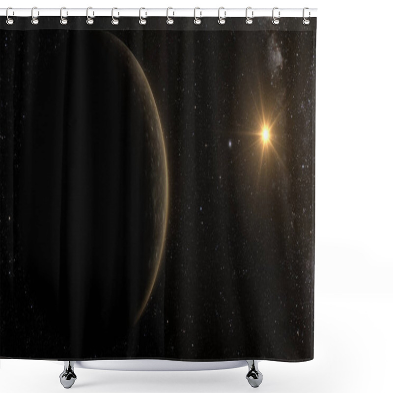 Personality  A Rendered Image Of The Jupiter Moon Callisto On A Starry Background. 3D Rendering. Elements Of This Image Furnished By NASA Shower Curtains