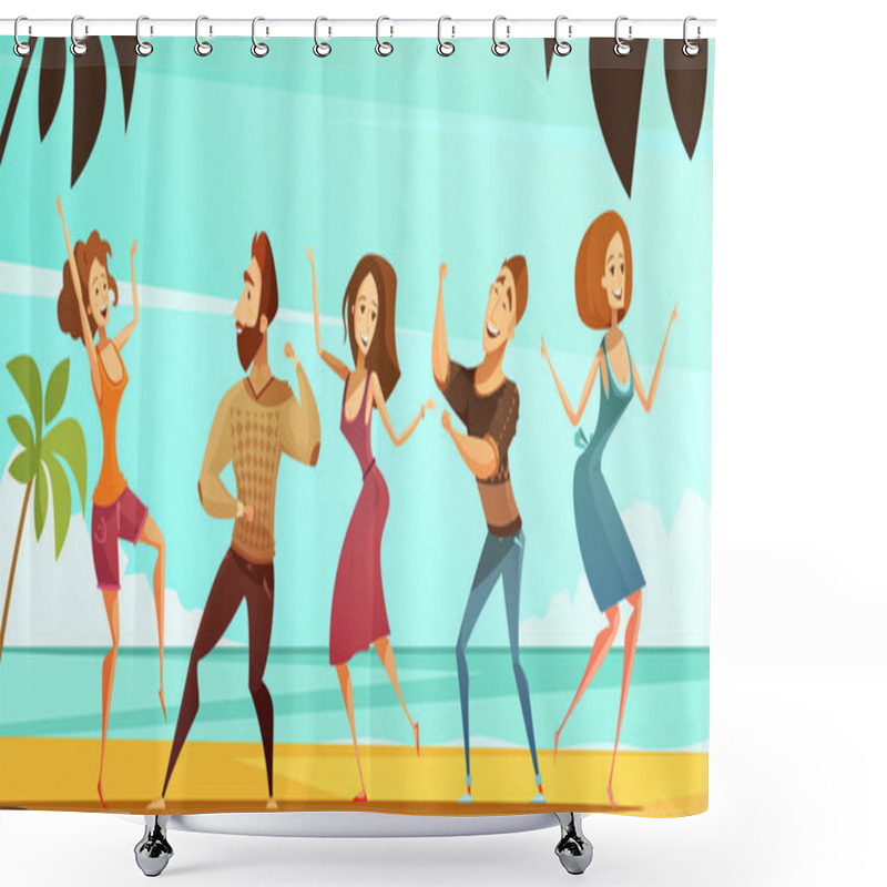 Personality  Dancing People Vacation  Party Cartoon Poster  Shower Curtains