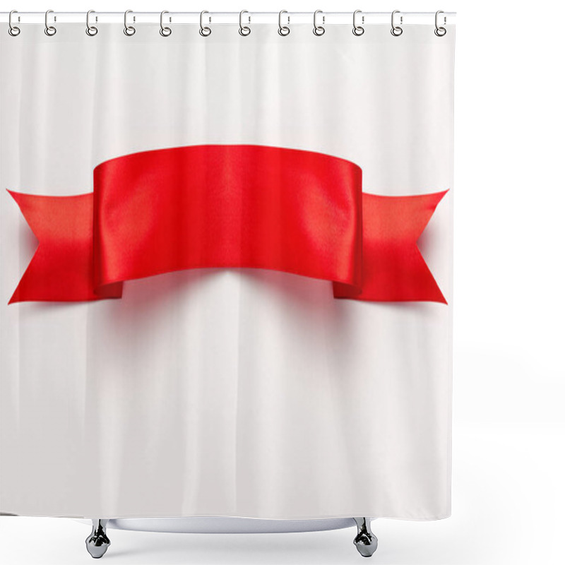 Personality  Top View Of Satin And Red Ribbon On White  Shower Curtains