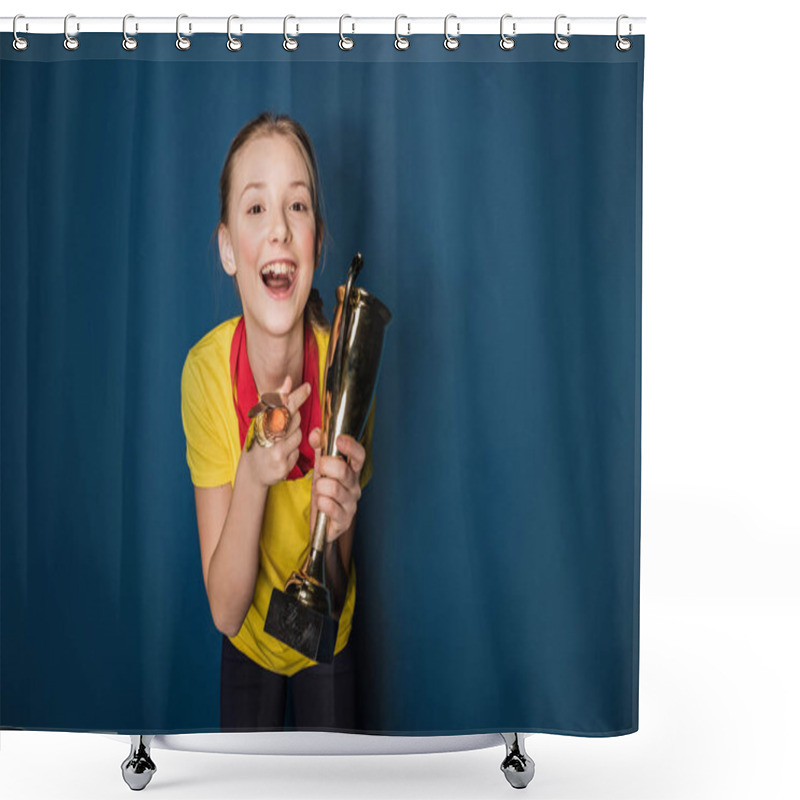 Personality  Girl With Medals And Trophy  Shower Curtains