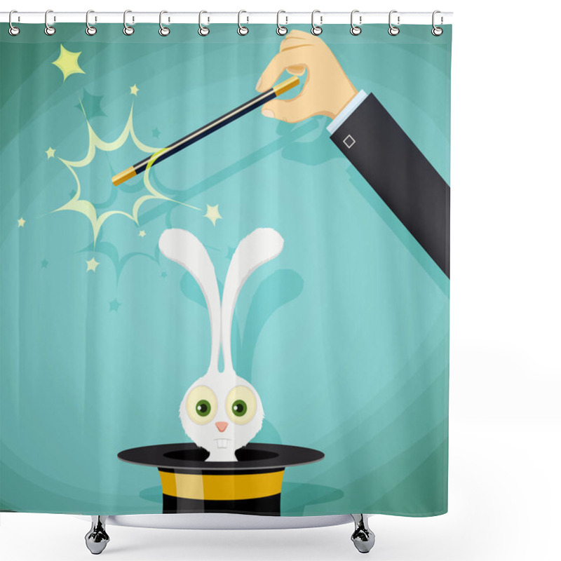 Personality  Magician With Magic Wand And A Rabbit In A Hat Shower Curtains