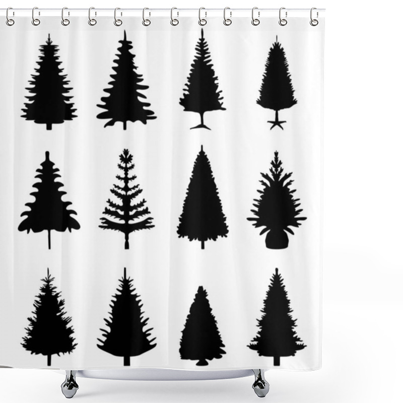 Personality  Christmas Tree Silhouettes, Christmas Tree Silhouette Collection. Shower Curtains