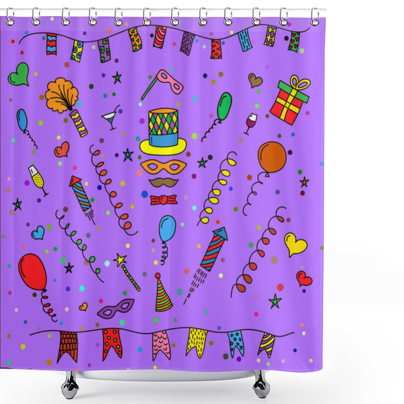 Personality  Carnival Symbols Collection - Carnival Masks, Party Decorations. Shower Curtains