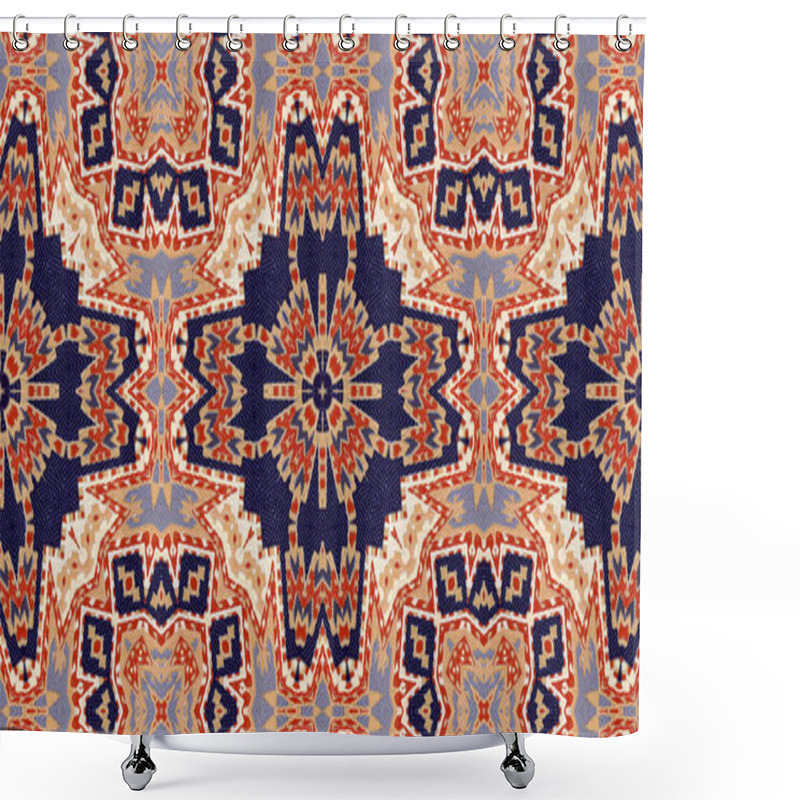 Personality  Abstract Ethnic Authentic Symmetric Pattern Ornamental Decorative Kaleidoscope Movement Geometric Circle And Star Shape Shower Curtains