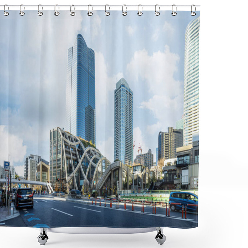 Personality  Tokyo, Japan. January 9, 2024. Exterior View Of Azabudai Hills Garden Plaza Shopping Mall In The City Center Shower Curtains