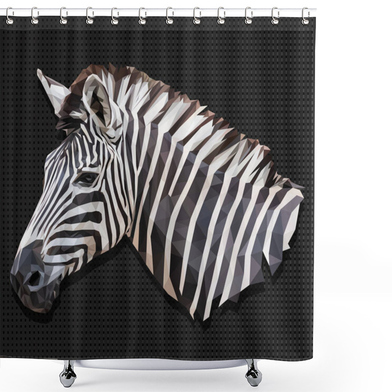 Personality  Illustration Polygonal  Vector 3d Art Of Zebra. Shower Curtains