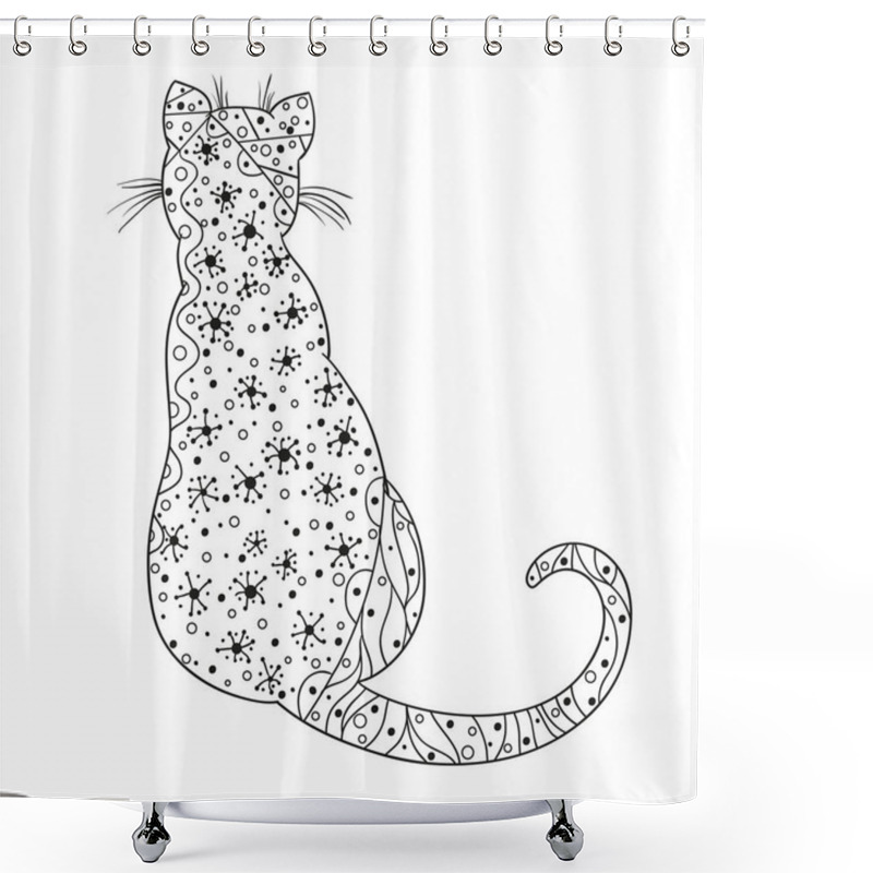 Personality  Cat. Design Zentangle Shower Curtains