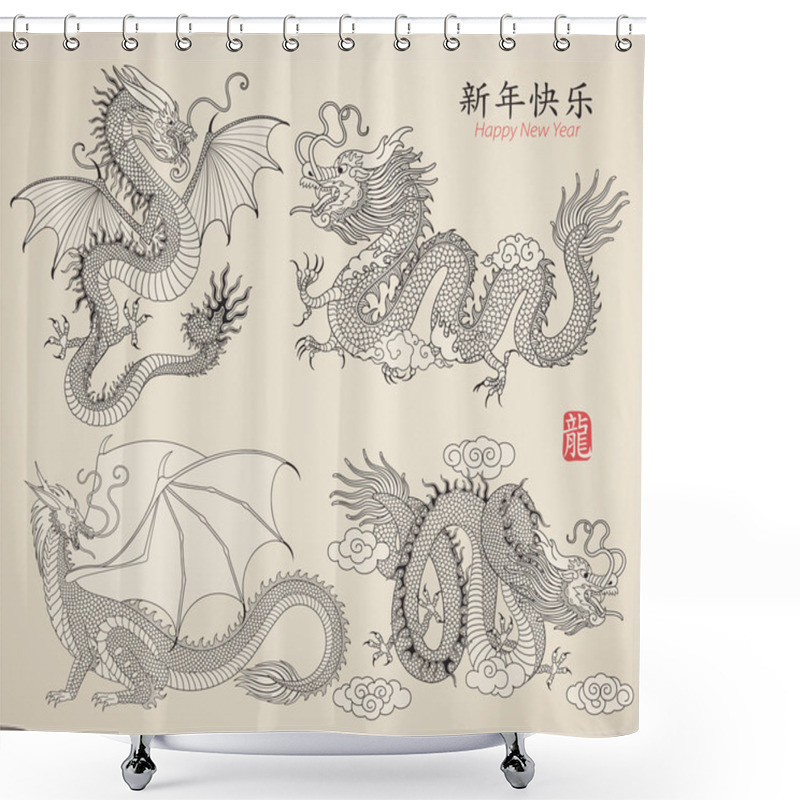 Personality  Set Of Dragons Shower Curtains