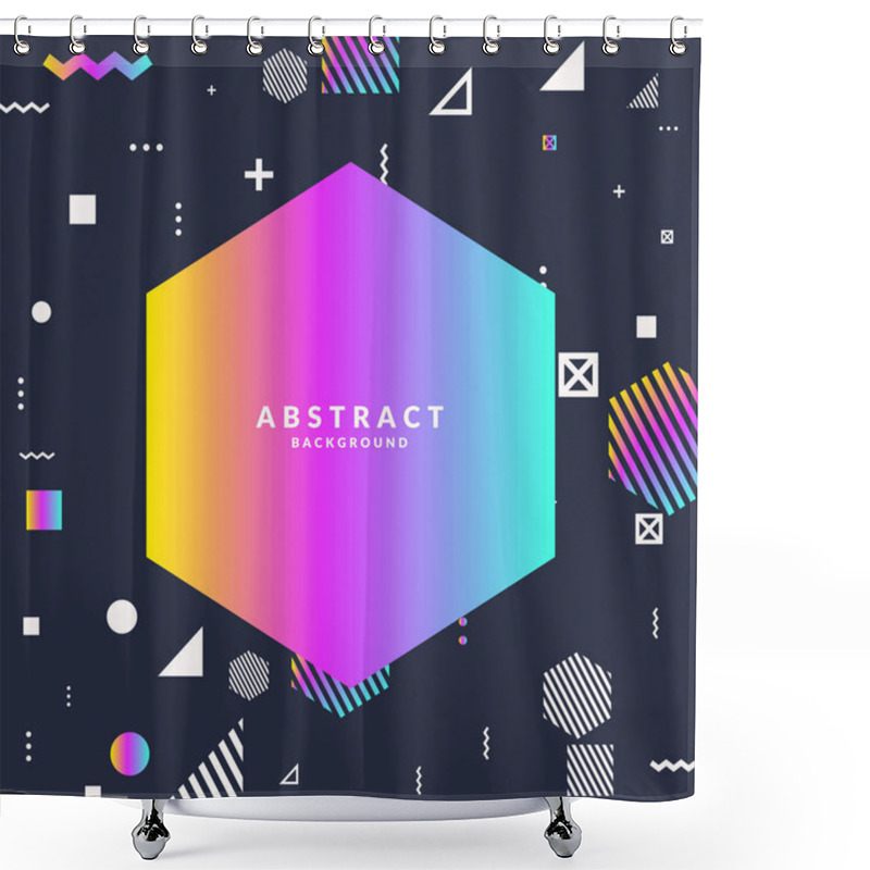 Personality  Trendy Abstract Art Geometric Background With Flat, Minimalistic Memphis Style. Vector Poster With Elements. Shower Curtains