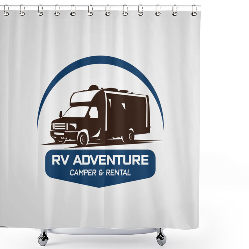 Personality  Adventure RV Camper Car Logo Designs Template Shower Curtains