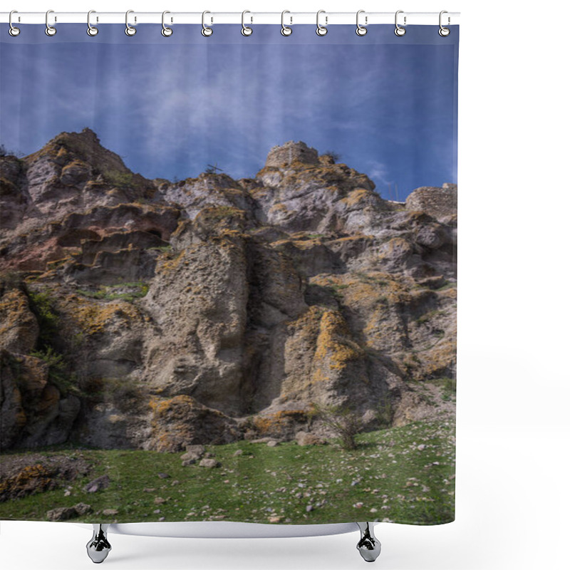 Personality  Astkuri Castle Built On Step Cliff Shower Curtains