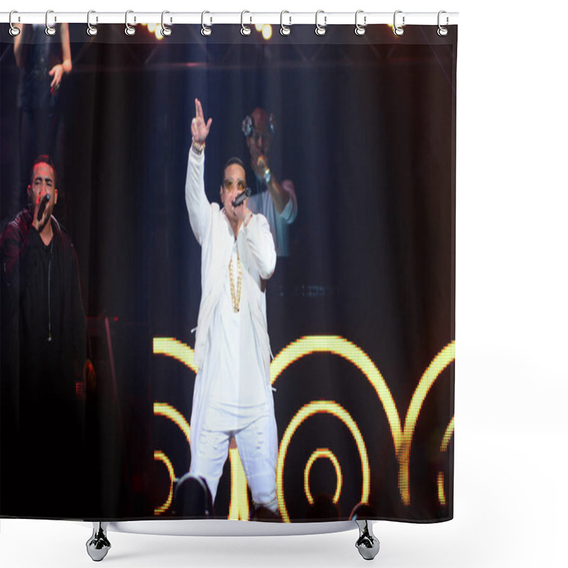 Personality  Daddy Yankee And Don Omar In Concert At The Amway Center In Orlando Florida On August 7, 2016.  Shower Curtains