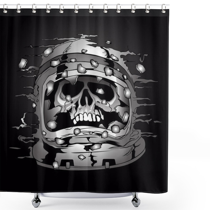 Personality  Illustration Of A Skull Wearing A Space Astronaut Helmet. Shower Curtains