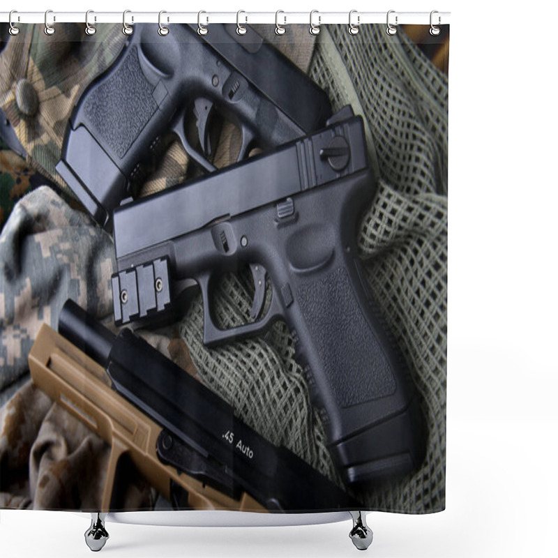 Personality  Pistal Automatic Short Hand Gun. Shower Curtains