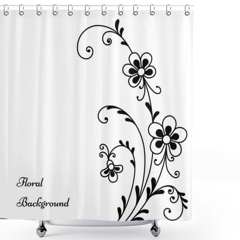 Personality  Black Flowers On White Shower Curtains